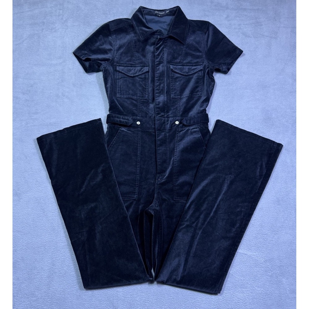 Good American Jumpsuit Womens S Velvet Black Utility Boho USA Garage Modern